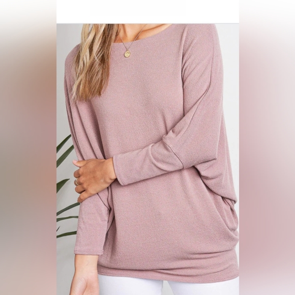 Jolie dolman long sleeve top. Rose colored, size large - Picture 2 of 3